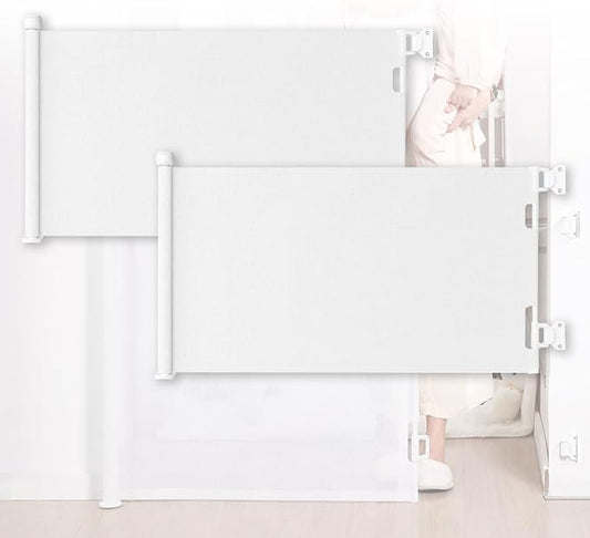 2 Pack Retractable Safety Baby Gate Mesh White 140x86cm Doorway Stairs Halls NEW
