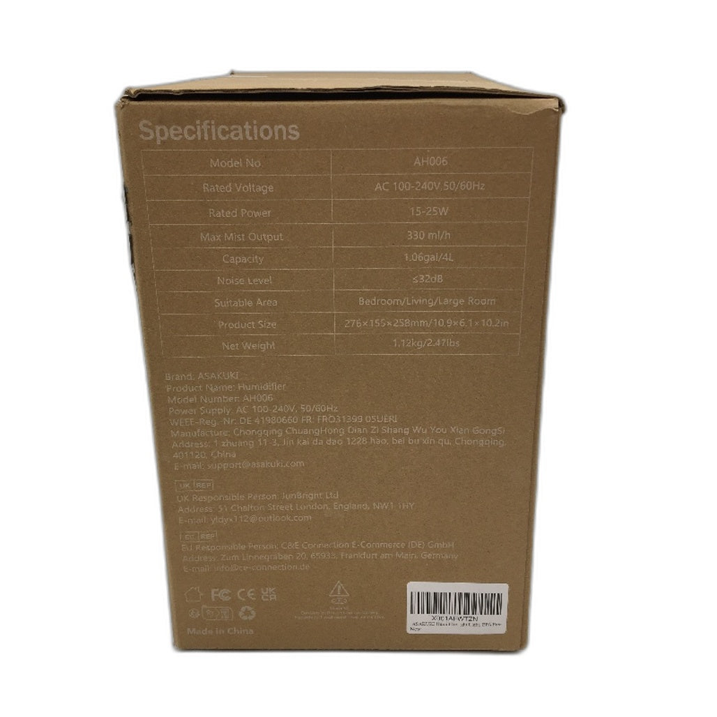 ASAKUKI 3 In 1 Ultrasonic Humidifier Oil Diffuser & Night Light AH006 NEW