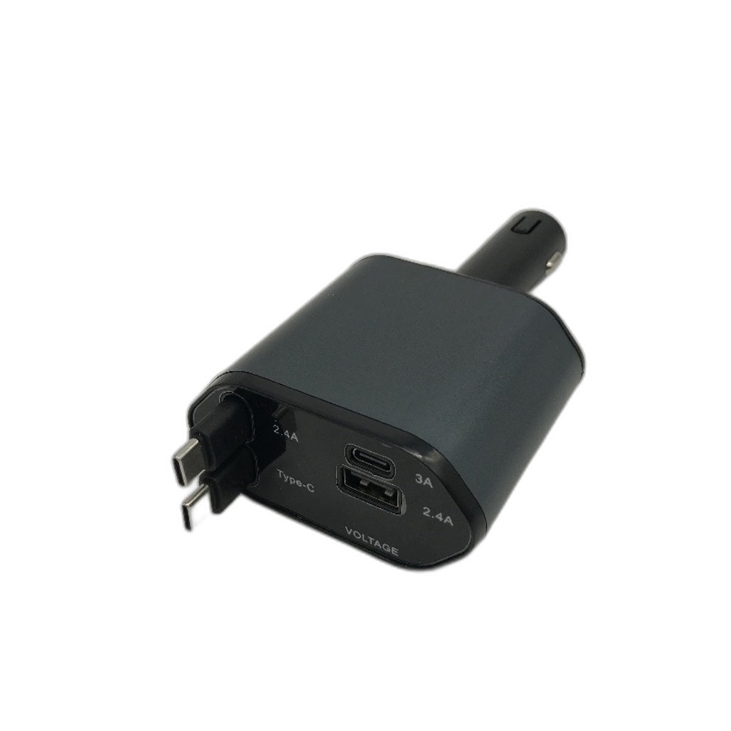 Retractable Car Charger 4 In 1 Fast 120W Telescopic Cable Built In Fuse NEW