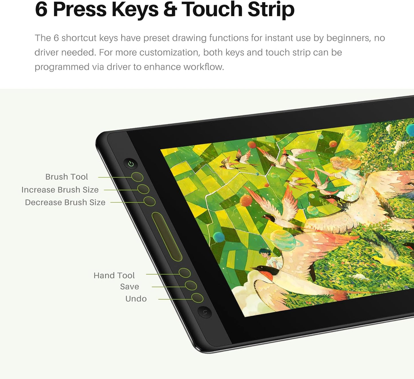 HUION Kamvas Pro 16 Drawing Tablet With Screen Model GT 156 Smart Touch Bar