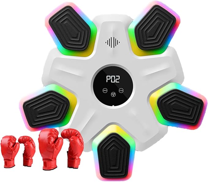 Music Boxing Target Machine With Lights Wall Mounted Bluetooth White NEW