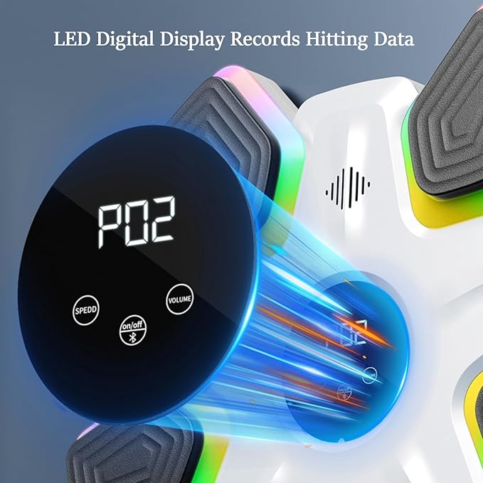 Music Boxing Target Machine With Lights Wall Mounted Bluetooth White NEW