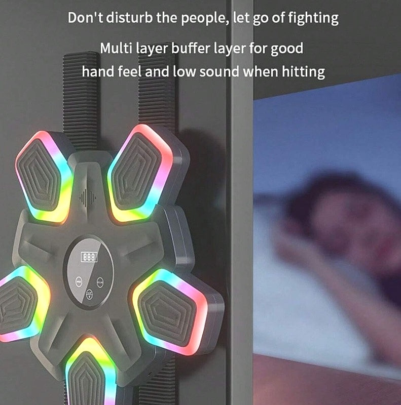 Music Boxing Target Machine With Lights Wall Mounted Bluetooth Black NEW
