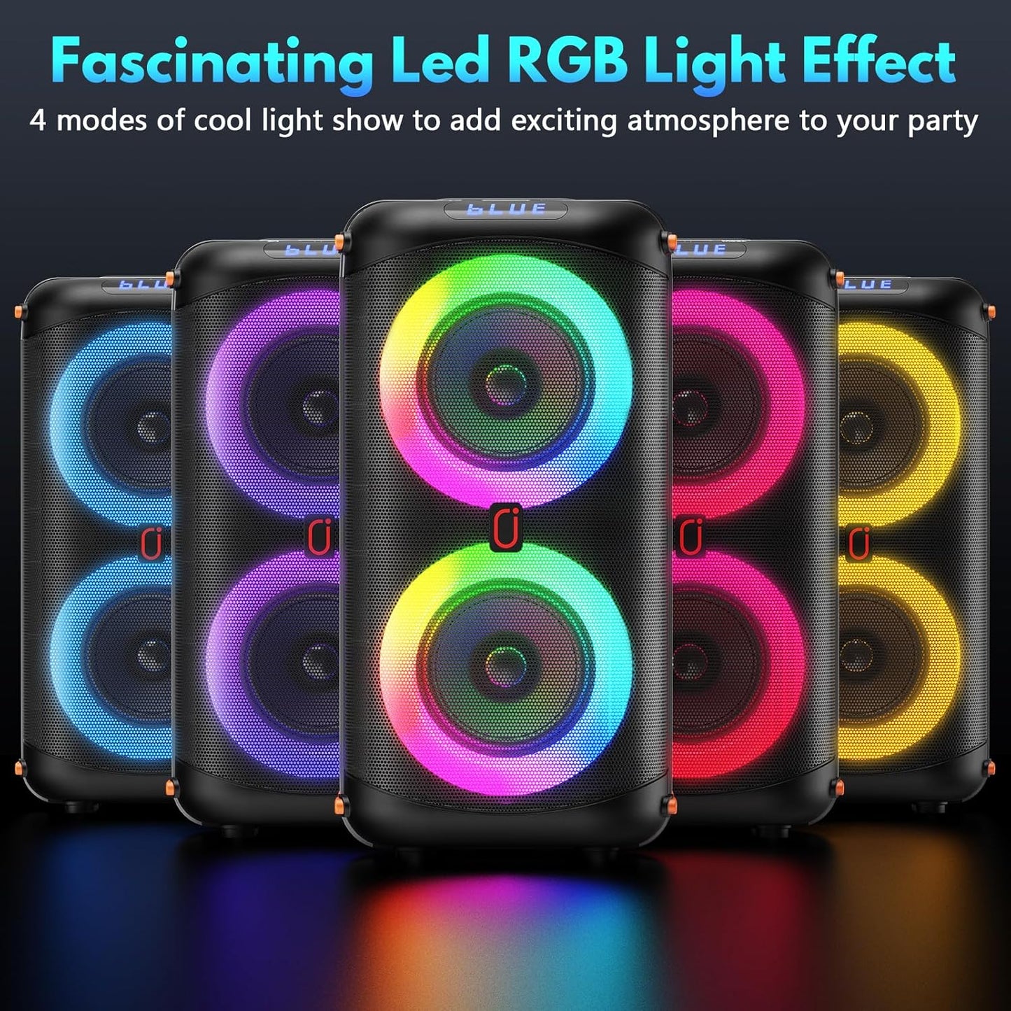 JYX T27 T Portable Speaker Karaoke Machine 2 Microphones LED Lights Bluetooth