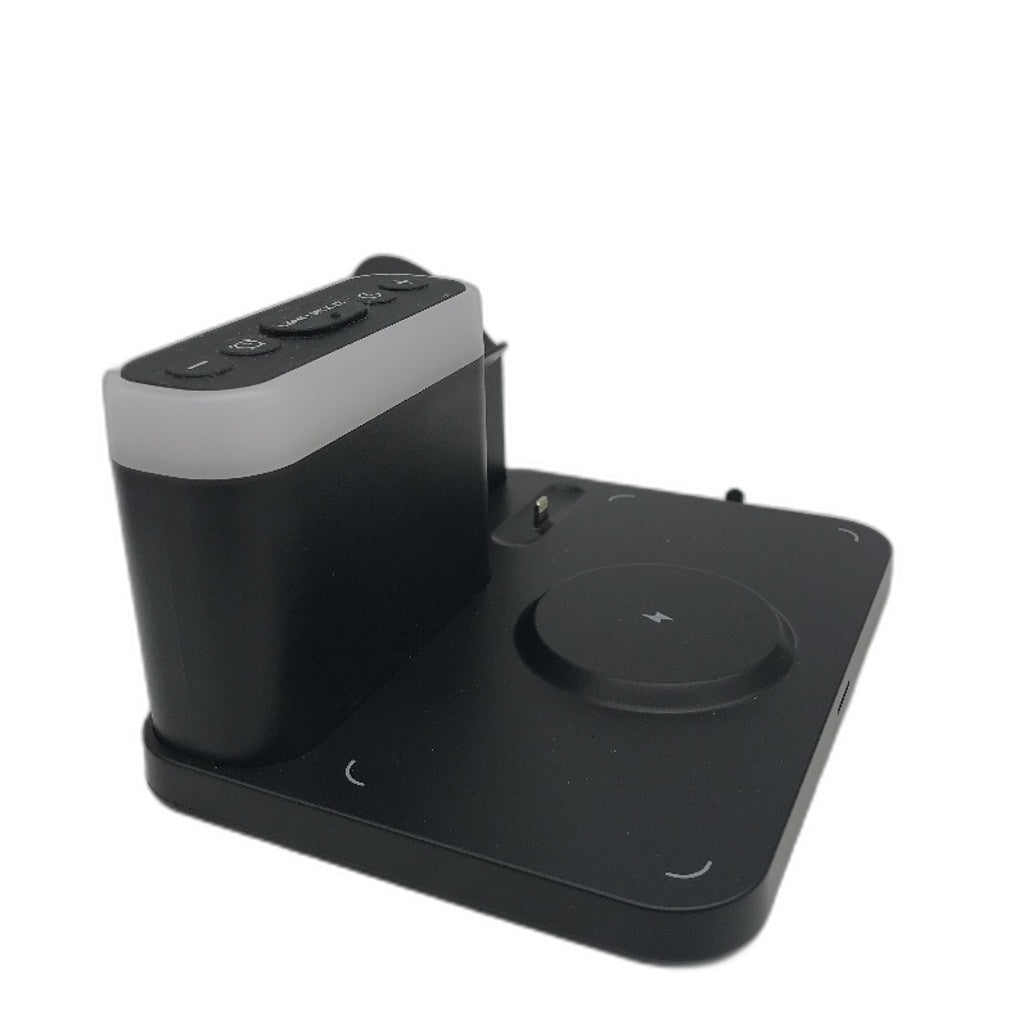 Anjank 5 In 1 Wireless Charging Station With Alarm Clock Night Light NEW