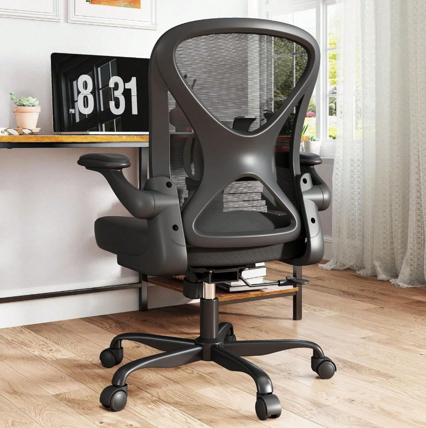 ZZH Mesh Ergonomic Office Chair Adjustable Lumbar Support Flip Up Arms Black NEW