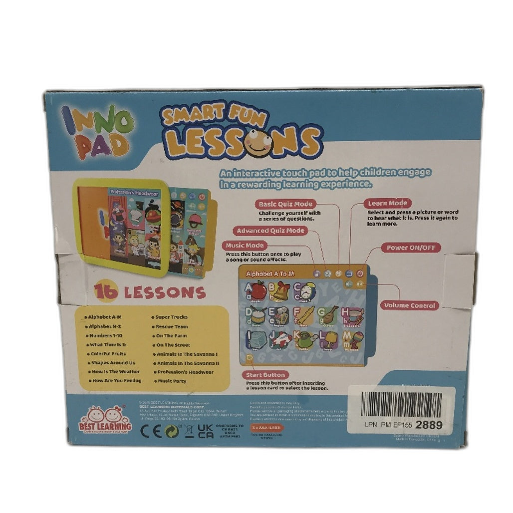 Best Learning Inno Pad Smart Fun Lessons Educational Tablet Toy Age 2Y+ NEW