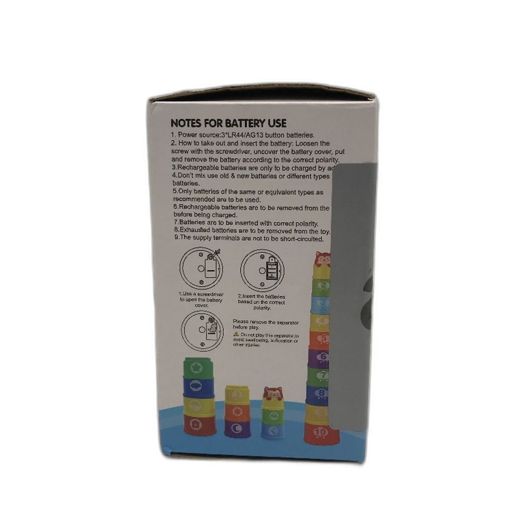 Rainbow Stacking Cup With Sound & Light Battery Operated Baby Infant Toys NEW