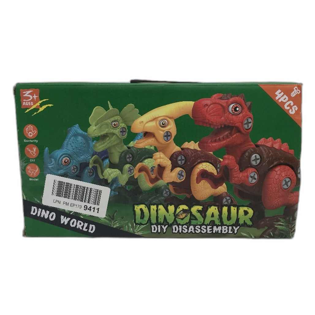 Dino World 4 Pk Dinosaur DIY Assembly Toy With Electric Screwdriver Age 3Y+ NEW