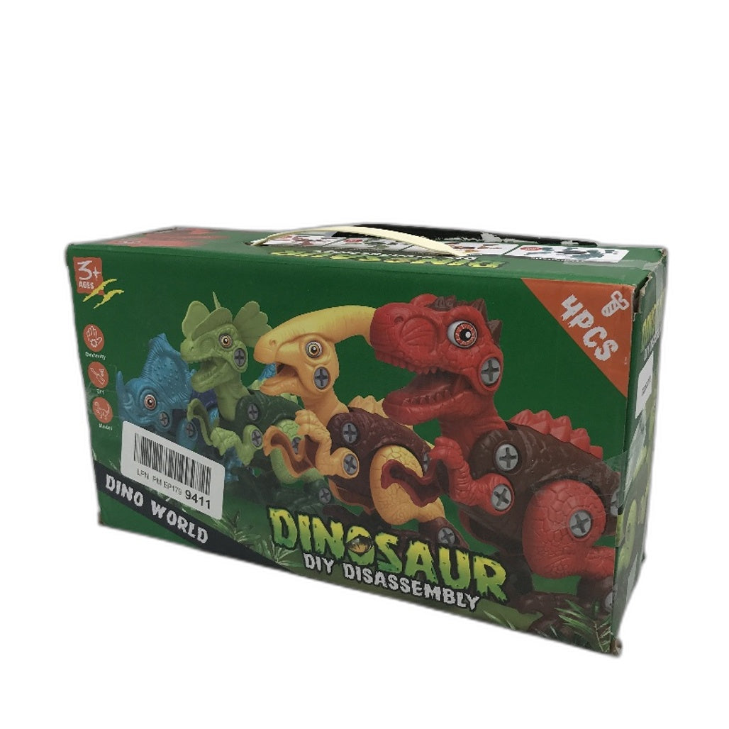 Dino World 4 Pk Dinosaur DIY Assembly Toy With Electric Screwdriver Age 3Y+ NEW