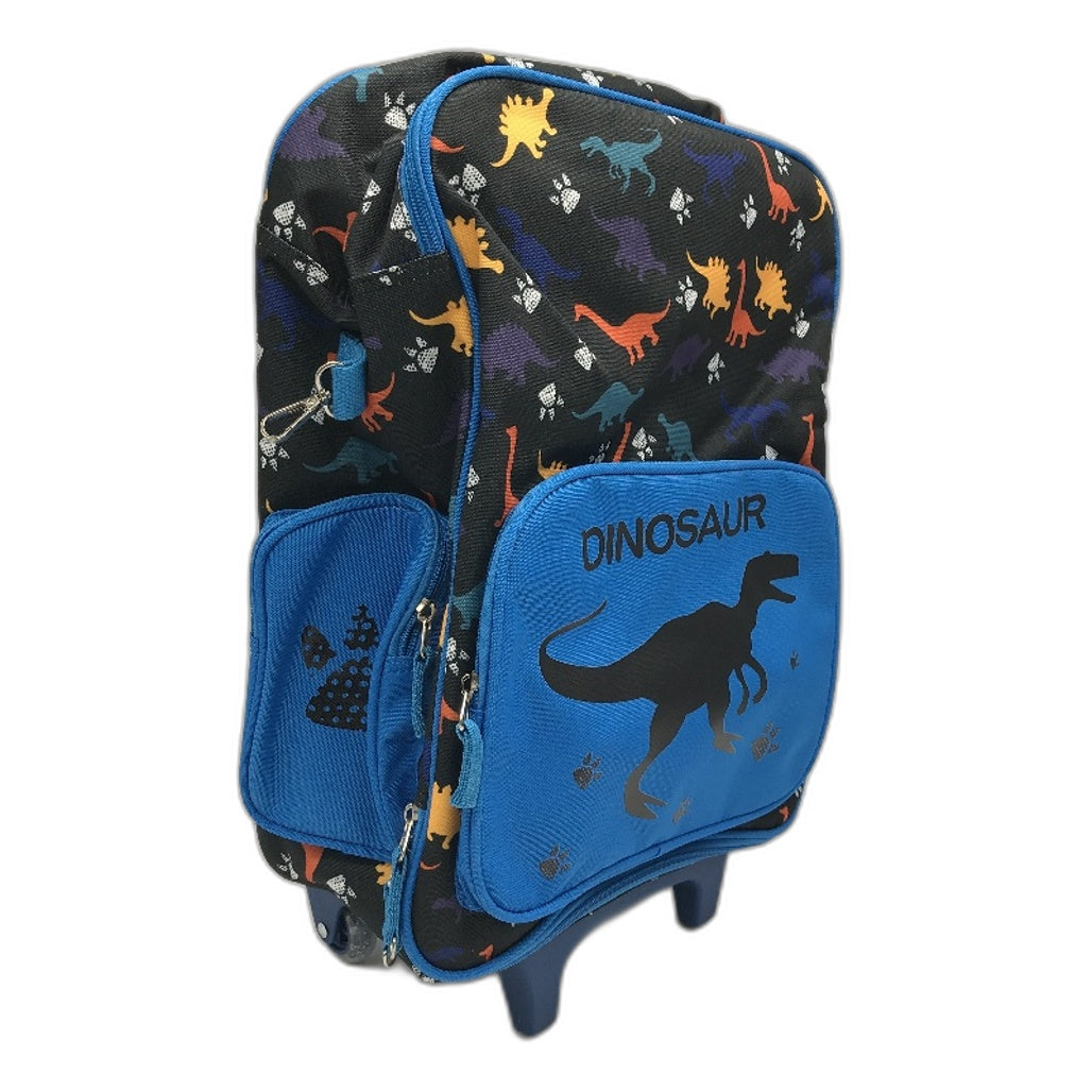 Vaschy Dinosaur Kids 18 Inch Luggage Carry On Suitcase With Wheels Blue NEW
