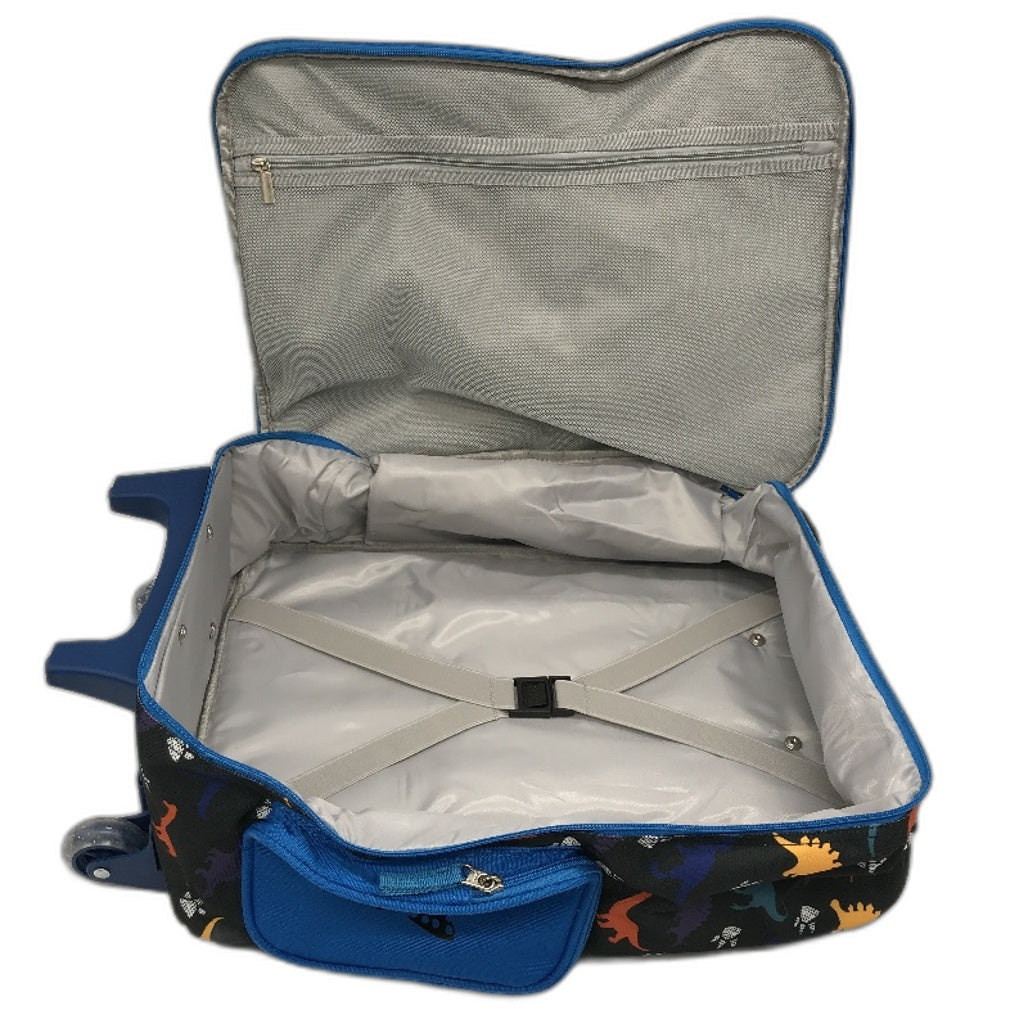 Vaschy Dinosaur Kids 18 Inch Luggage Carry On Suitcase With Wheels Blue NEW