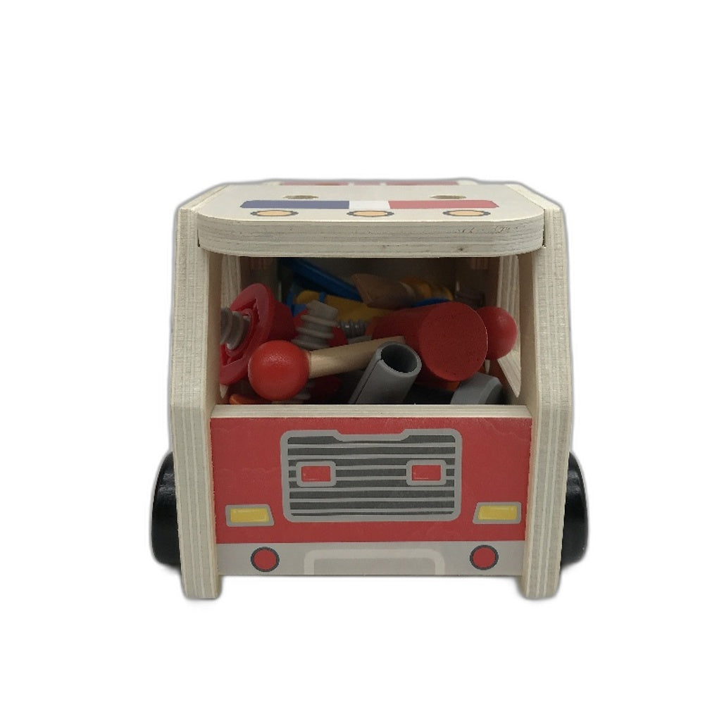 Wooden Tool Cart Toolbox Truck Kids DIY Toy STEM Learning Building Parts NEW