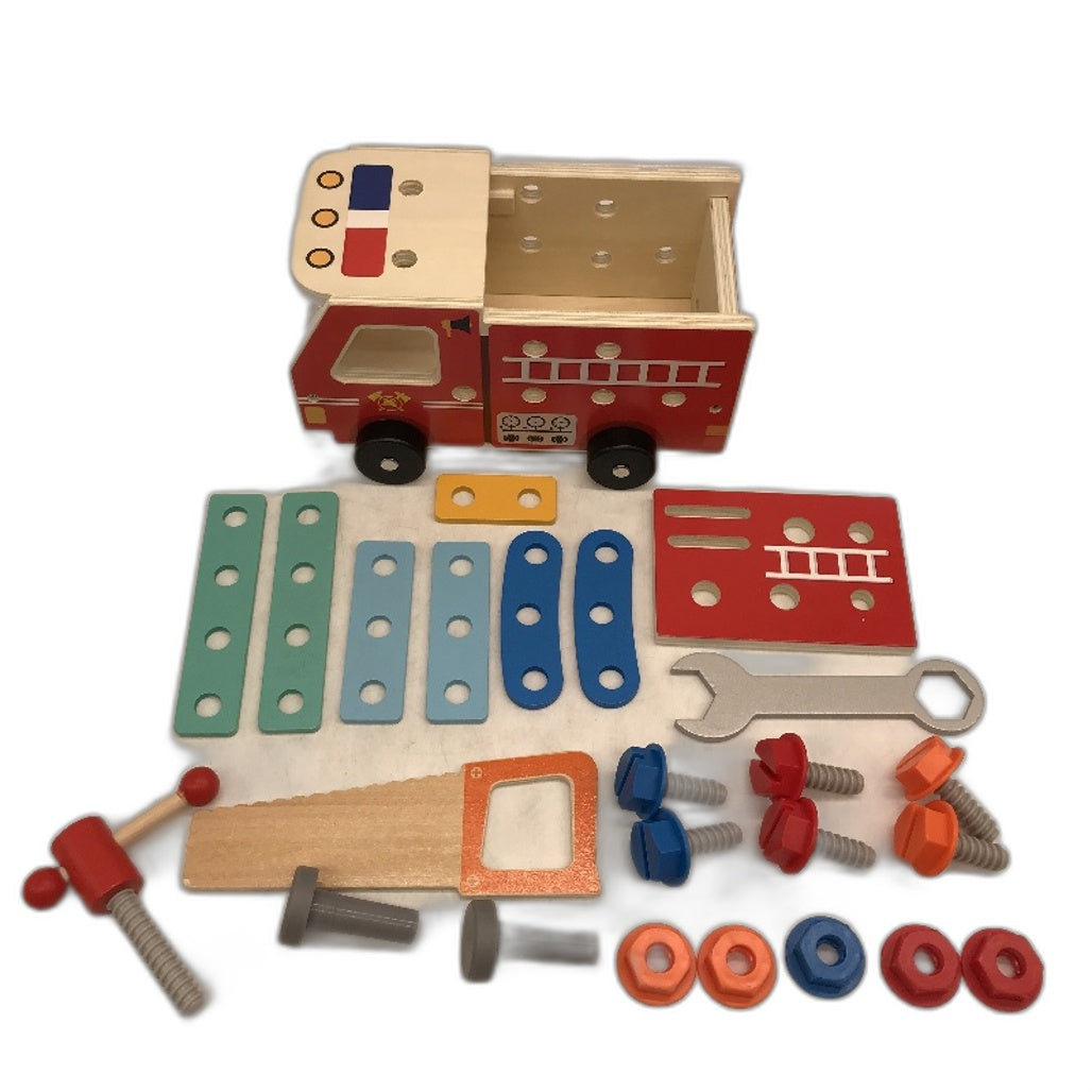 Wooden Tool Cart Toolbox Truck Kids DIY Toy STEM Learning Building Parts NEW