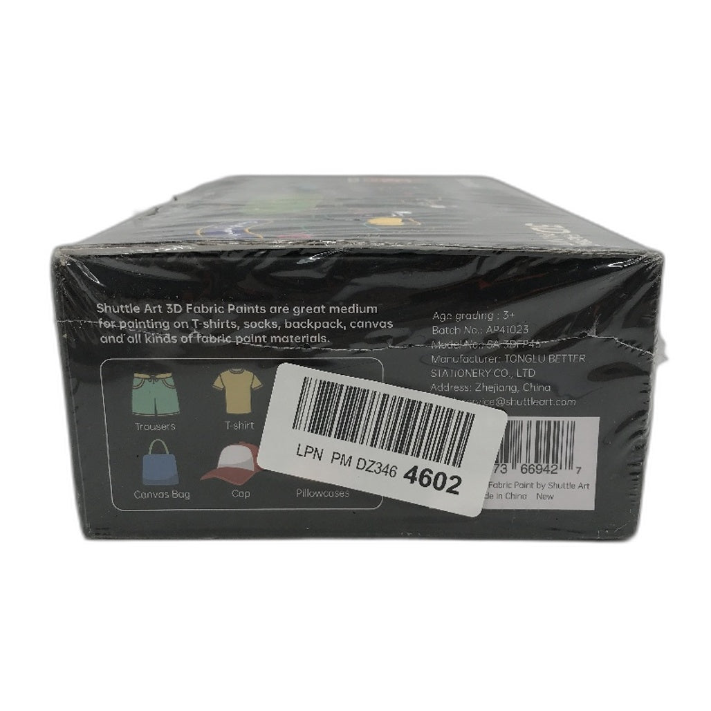 Shuttle Art 3D Fabric Paint 45 Colours x 30ML DIY Set For Tshirt Jeans Glass NEW