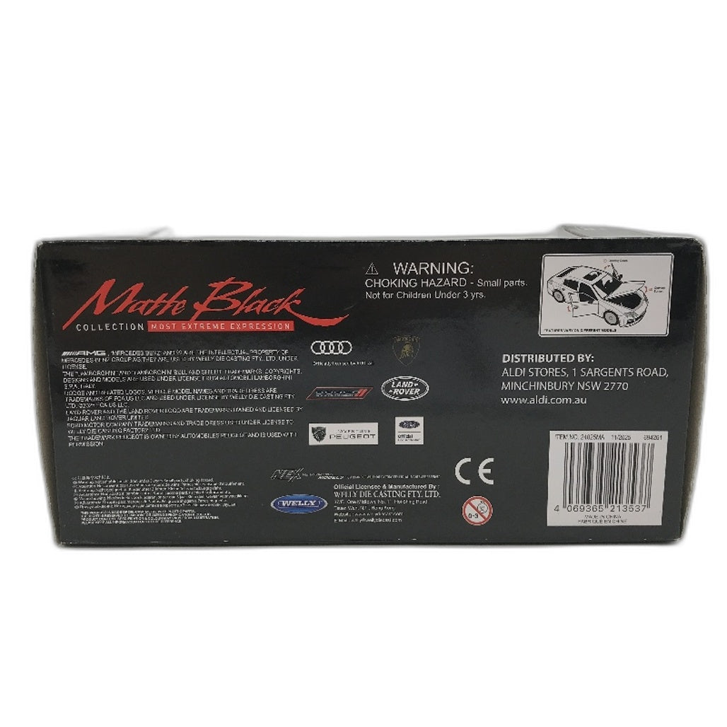 Welly Matte Black Collection 1:24 Mercedes Benz SLS AMG Diecast Model Car NEW