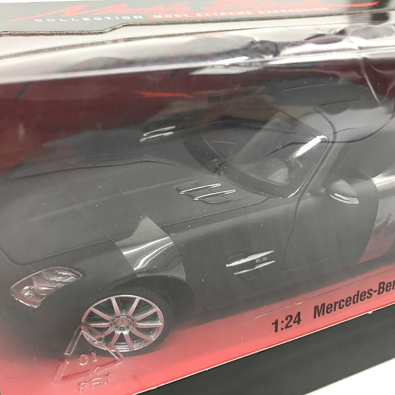 Welly Matte Black Collection 1:24 Mercedes Benz SLS AMG Diecast Model Car NEW
