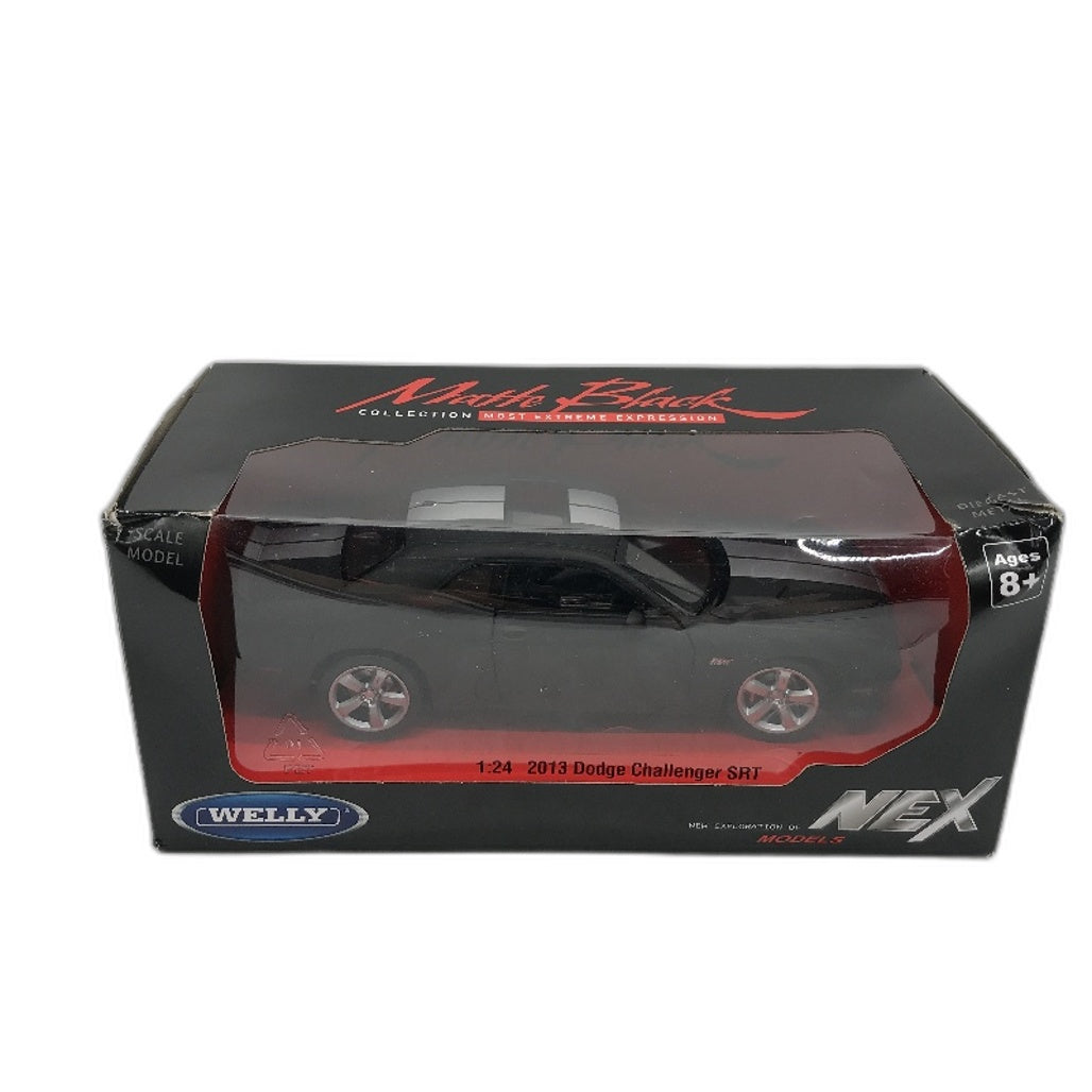 Welly Matte Black Collection 1:24 2013 Dodge Challenger SRT Diecast Model Car