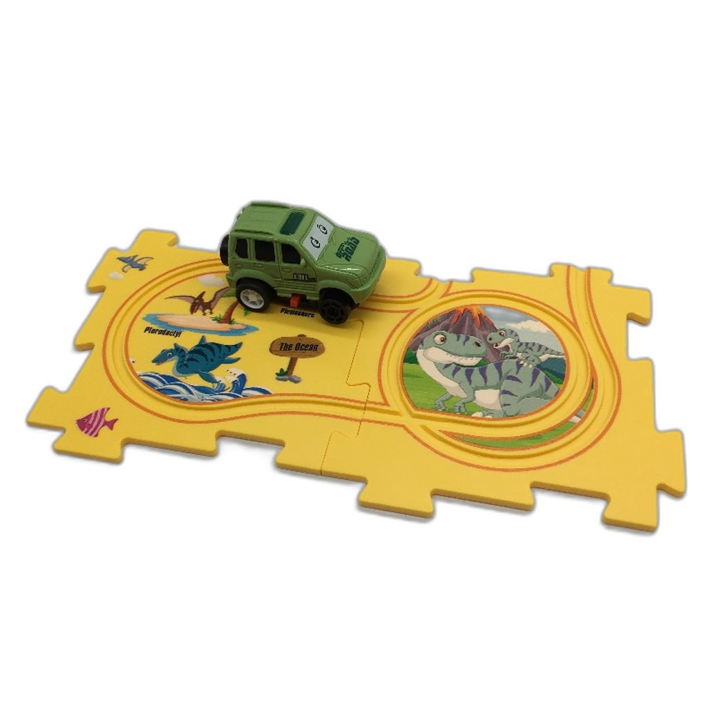 Rail Car Track Play Set DIY Assembly Puzzle Toy With Battery Powered Car NEW