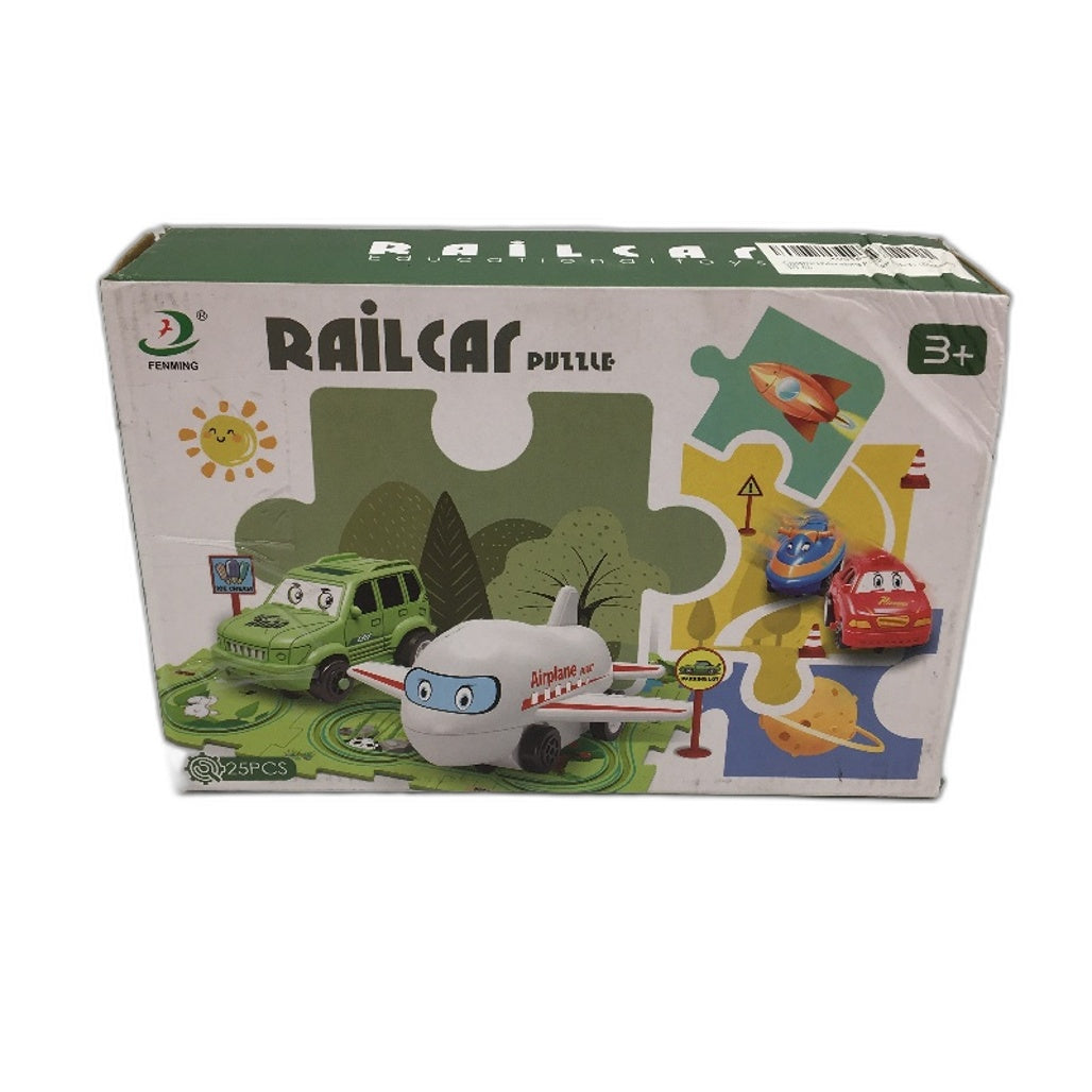 Rail Car Track Play Set DIY Assembly Puzzle Toy With Battery Powered Car NEW