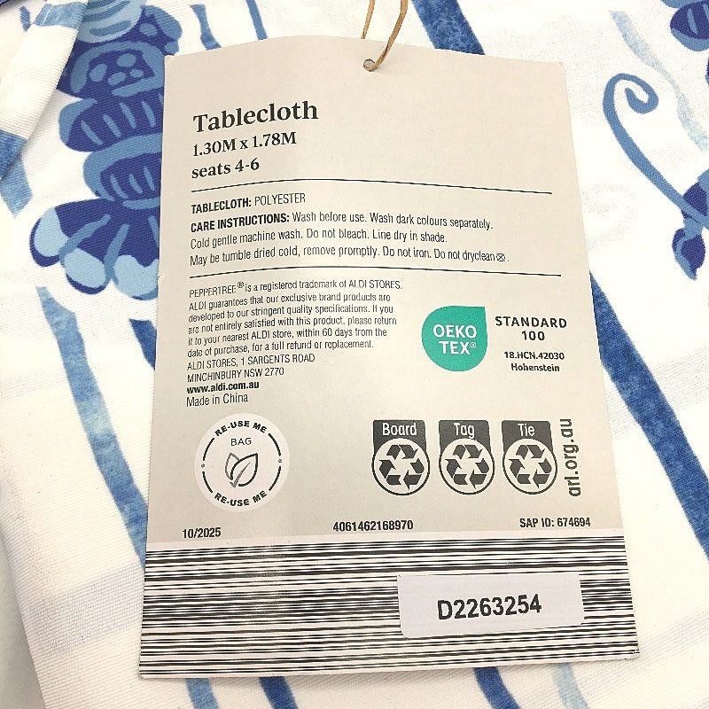 Peppertree Home Collection Blue Lobster Rectangle Tablecloth 130 x 178cm NEW
