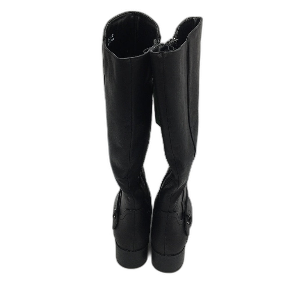 Hawkwell Black Faux Leather Wide Calf Low Heel Boots Ladies Size US9 EU 40 NEW