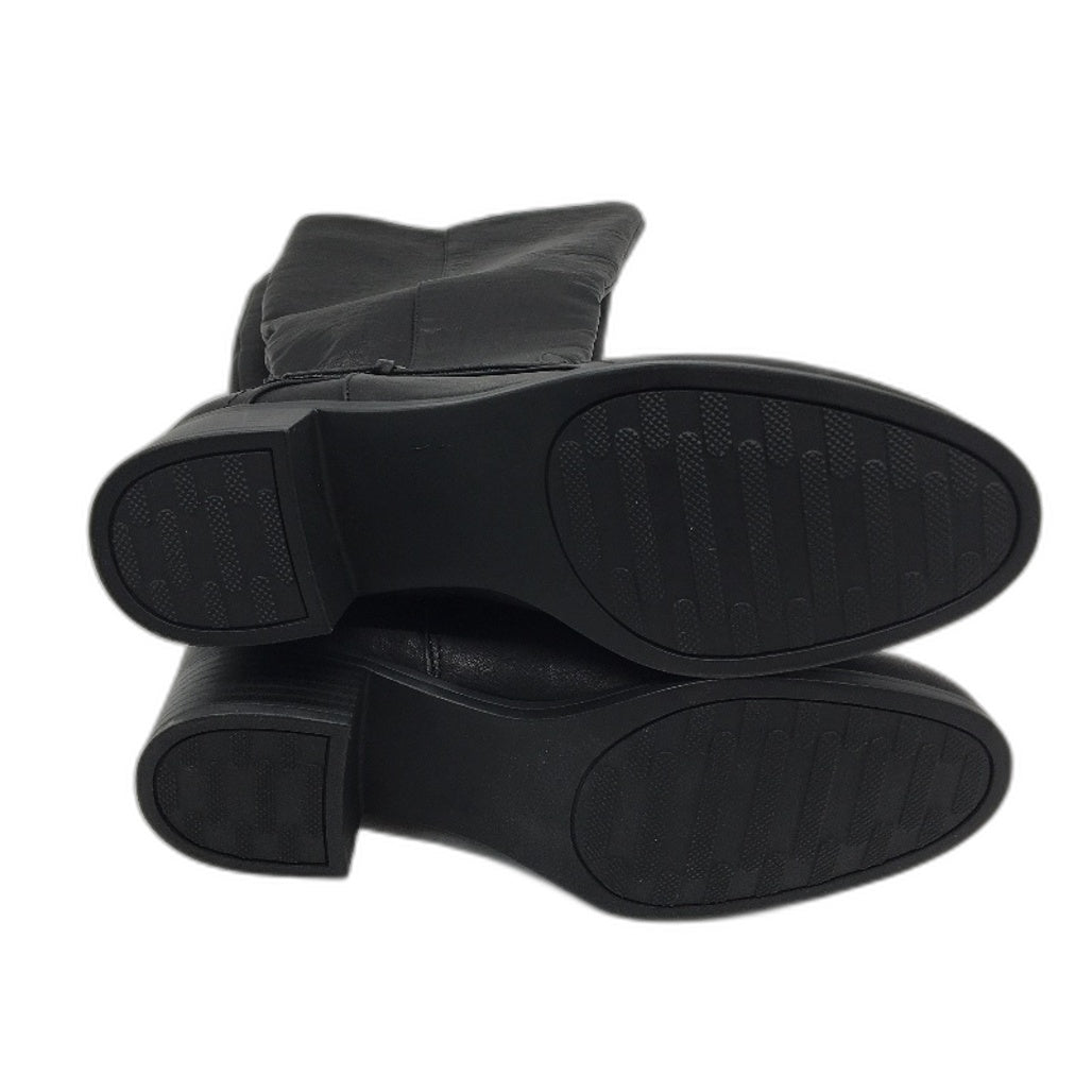 Hawkwell Black Faux Leather Wide Calf Low Heel Boots Ladies Size US9 EU 40 NEW