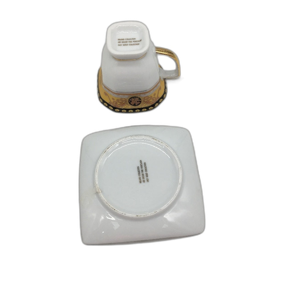 8Pce Milano Collection Art Decor Fine Porcelain 24ct Gold Plate Espresso Cup Set