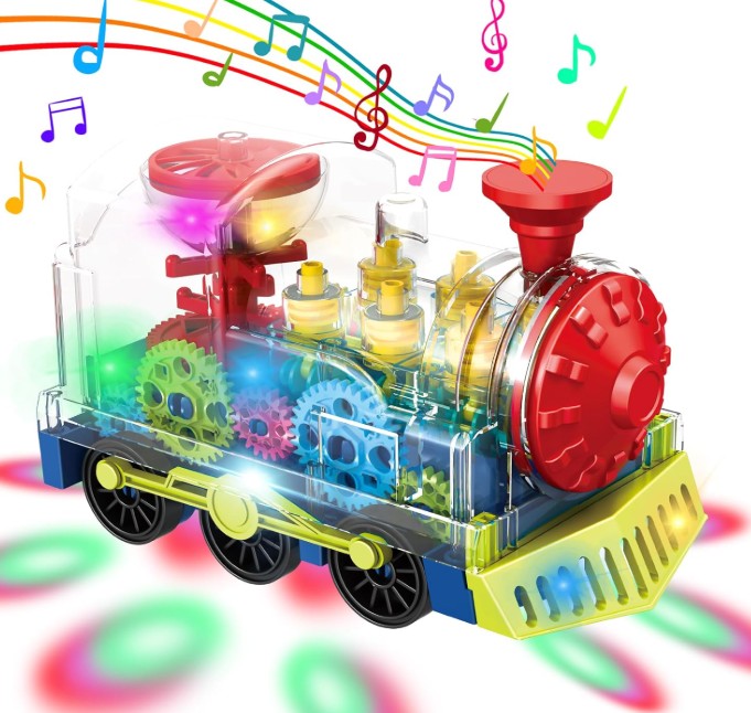 Transparent Gear Train Toy Light Up & Musical Educational Crawling Toy
