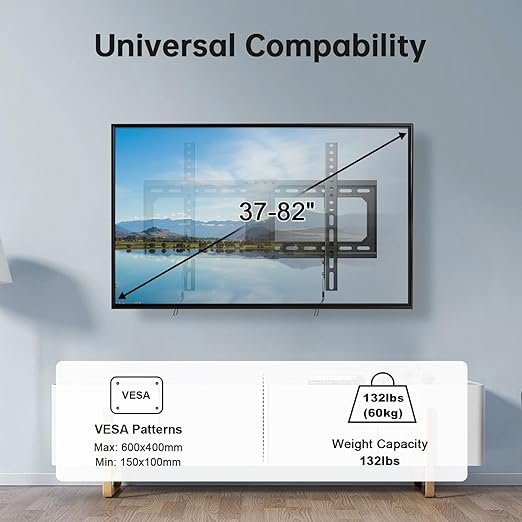 SFL090-IW VESA 600x400mm for 37-82 Inch Fixed TV Wall Mount up to 60kg NEW