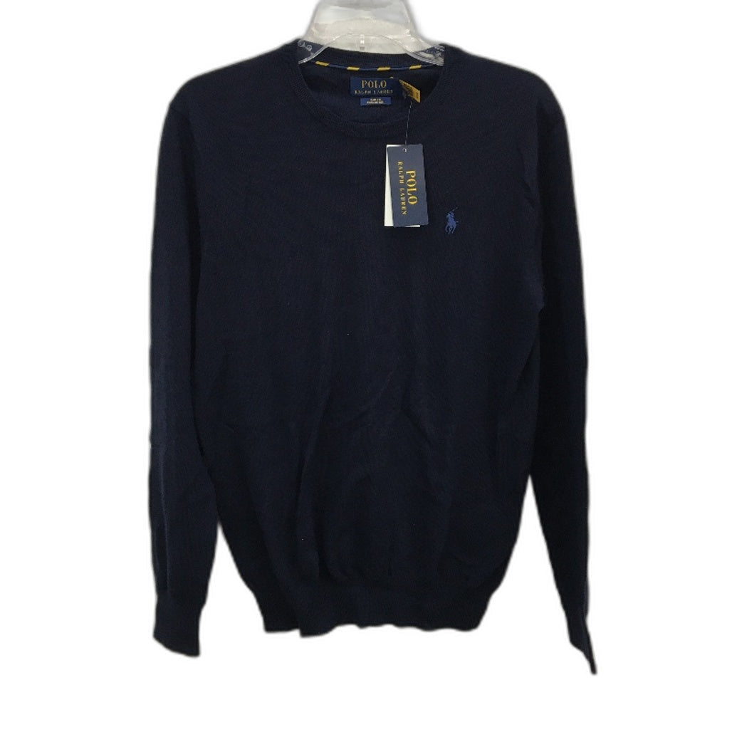 Polo Ralph Lauren Slim Fit Navy Pima Cotton Crew Neck Sweater Men Size Small NEW