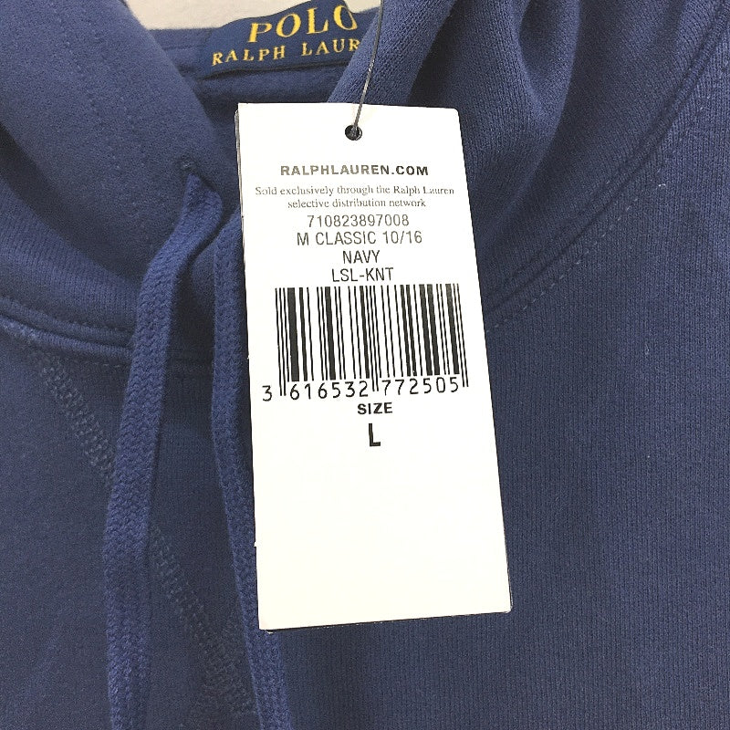 Ralph Lauren Polo Embroidered Logo Blue Pullover Hoodie Mens Size Large NEW