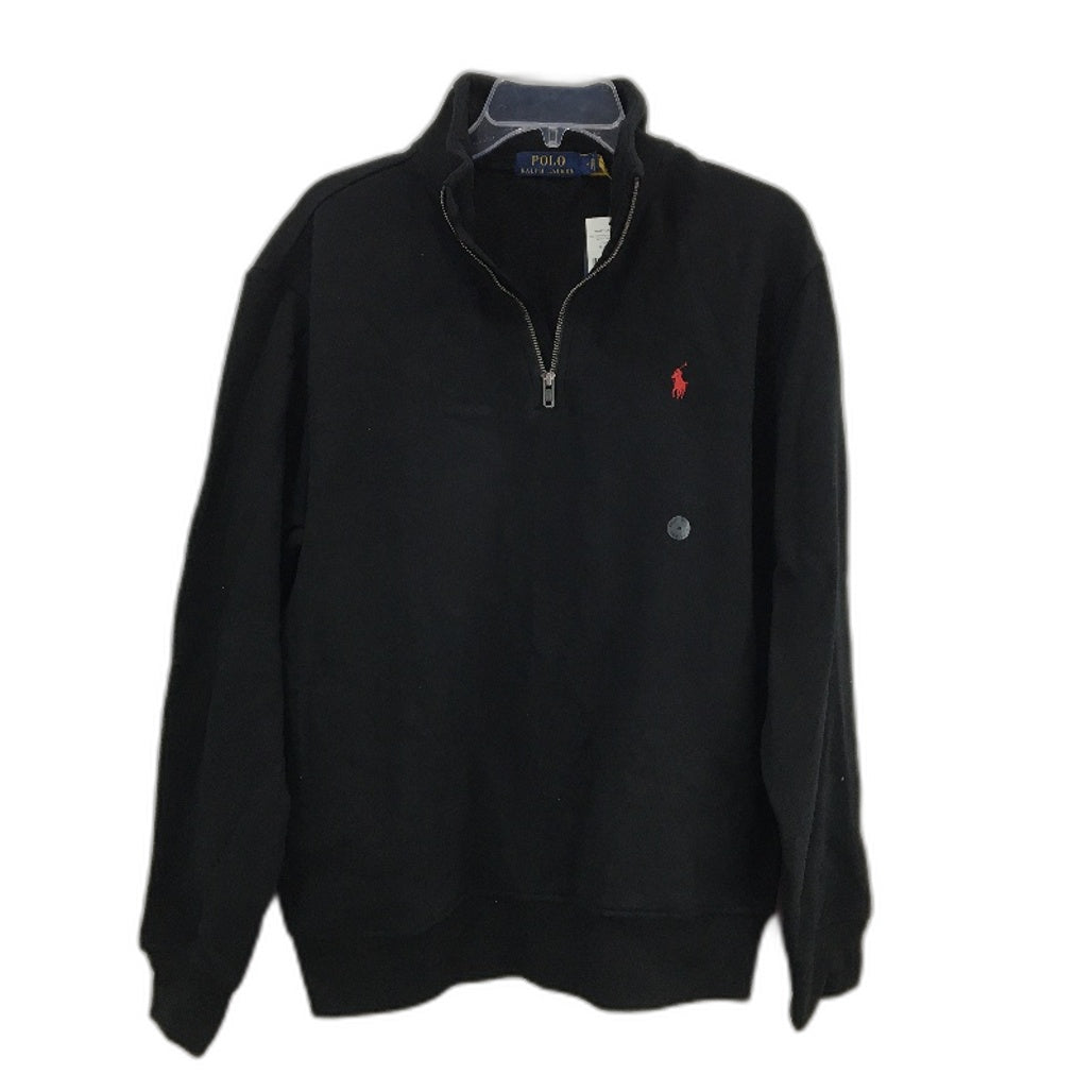 Ralph Lauren Polo Fleece Black Quarter Zip Jumper Mens Size Medium NEW