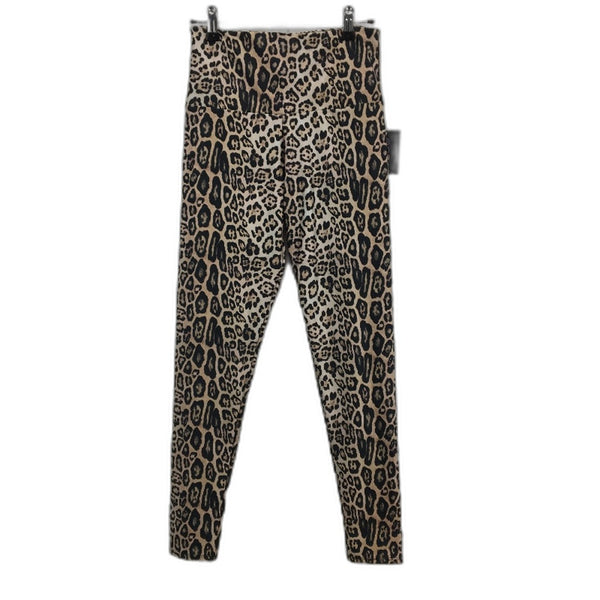 Onzie Leopard Print Satin Brown High Rise Leggings Ladies Size M/L NEW