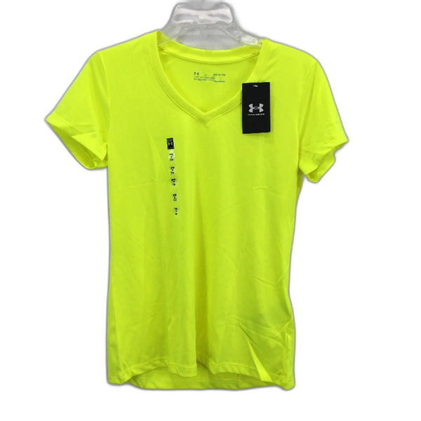 Under Armour Tech V Neck Neon Yellow Training Shirt Ladies Size Small NEW