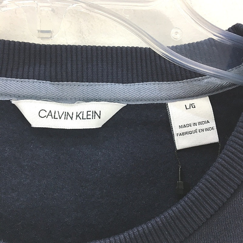 Calvin Klein Logo Fleece Crew Neck Navy Sweatshirt Mens Size Large NEW