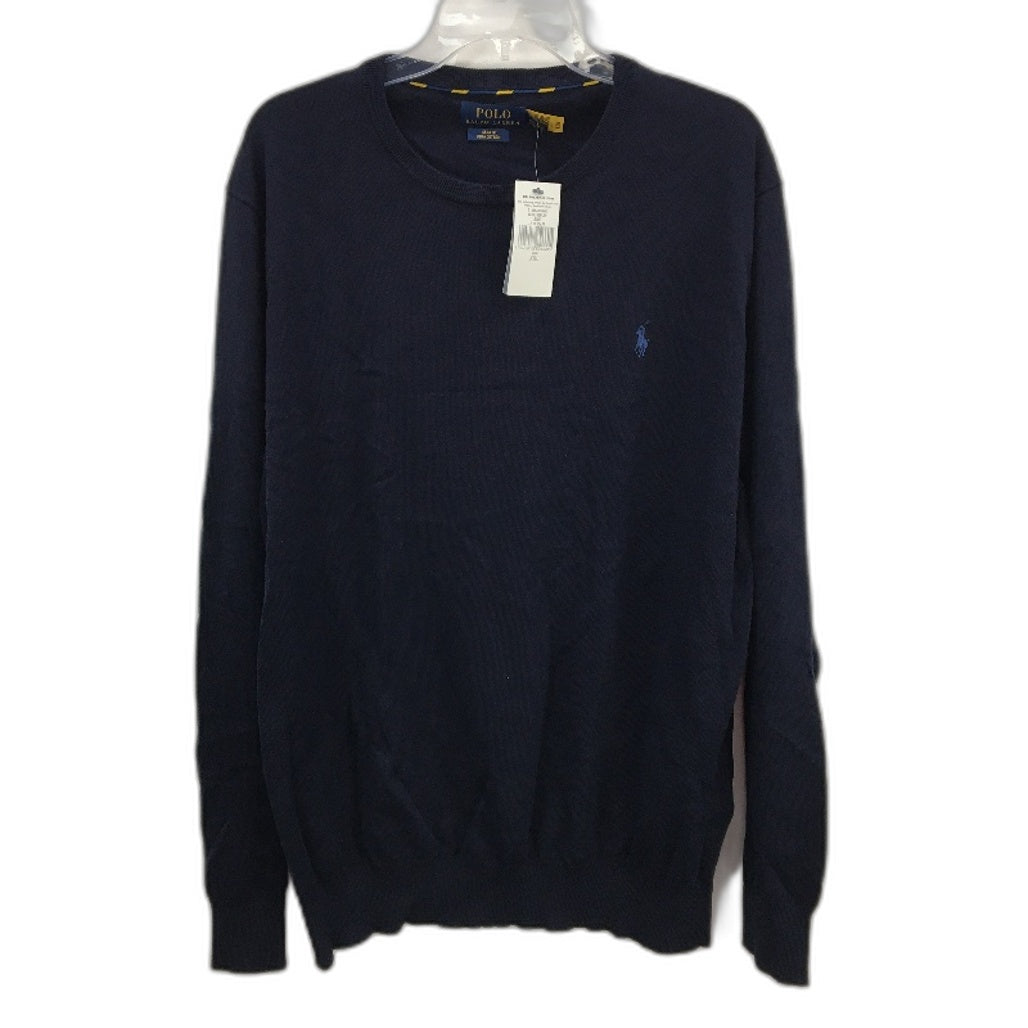 Polo Ralph Lauren Slim Fit Navy Pima Cotton Crew Neck Sweater Mens Size 2XL NEW