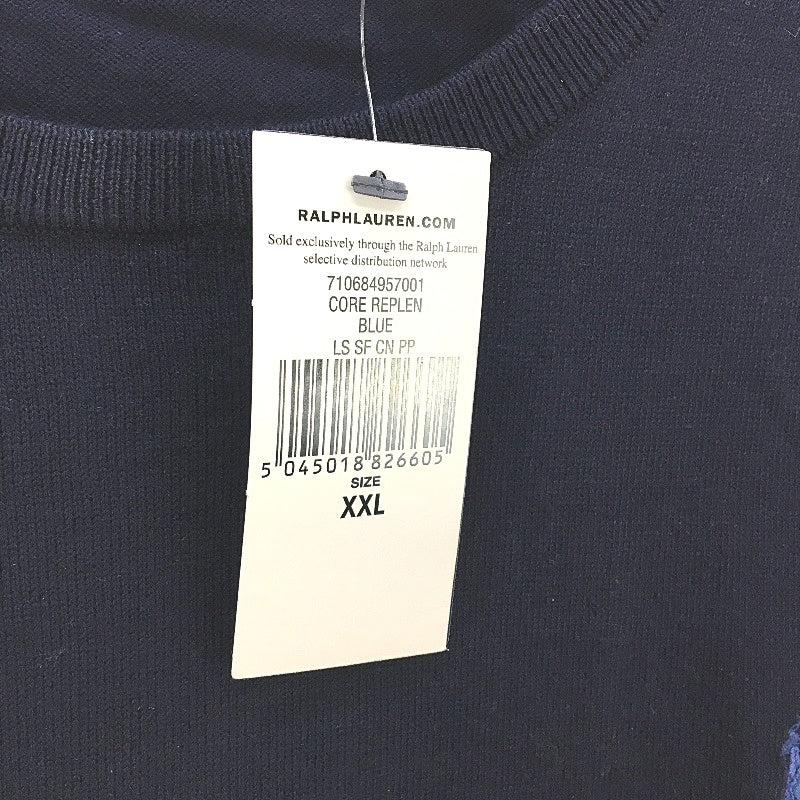 Polo Ralph Lauren Slim Fit Navy Pima Cotton Crew Neck Sweater Mens Size 2XL NEW