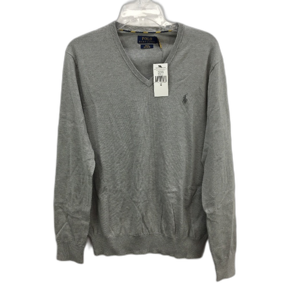 Polo Ralph Lauren Slim Fit Grey Pima Cotton V-Neck Sweater Mens Size Medium NEW