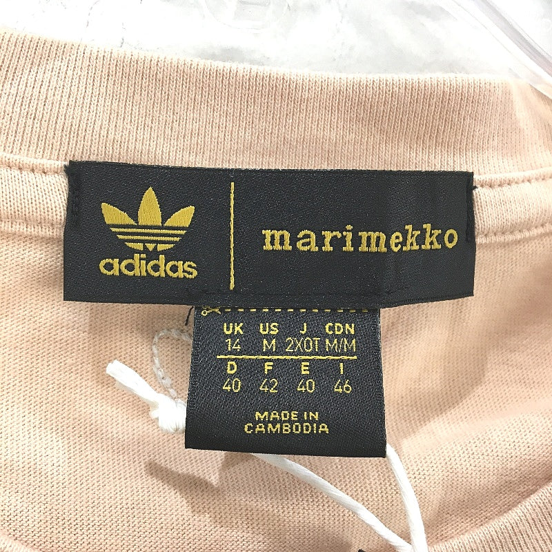 Adidas x Marimekko Peach Jacquard Trefoil Tee Shirt Ladies Size Medium NEW