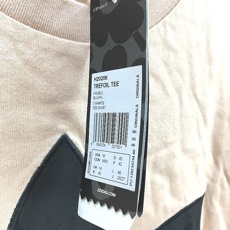 Adidas x Marimekko Peach Jacquard Trefoil Tee Shirt Ladies Size Medium NEW