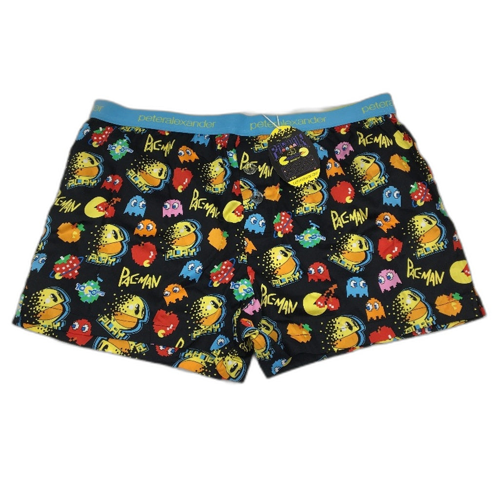 Peter Alexander Pac-Man Regular Fit Cotton Black Boxer Shorts Mens Size XL NEW