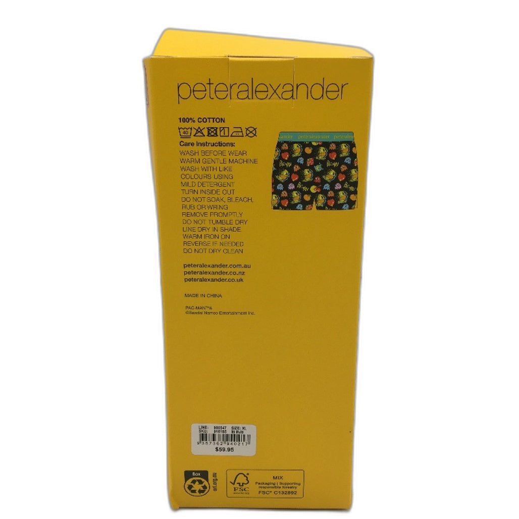 Peter Alexander Pac-Man Regular Fit Cotton Black Boxer Shorts Mens Size XL NEW