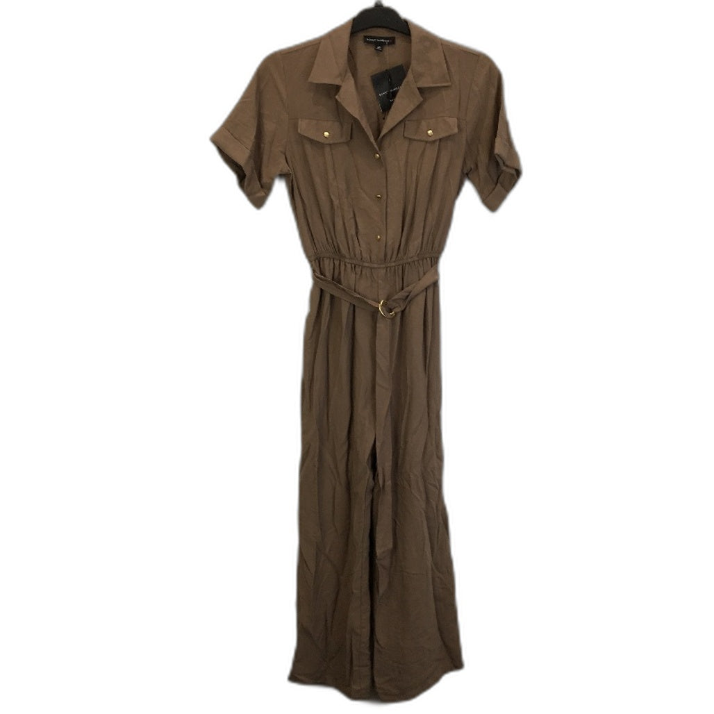 Dannii Minogue Petites Long Brown Jumpsuit with Belt Size 6 NEW