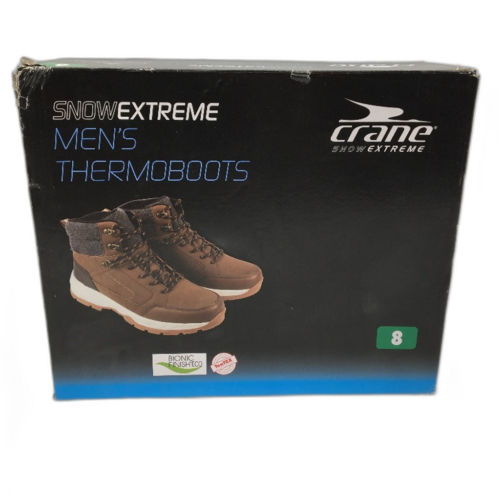 Crane Snow Extreme Mens Thermal Lace Up Brown Boots Size 8 NEW