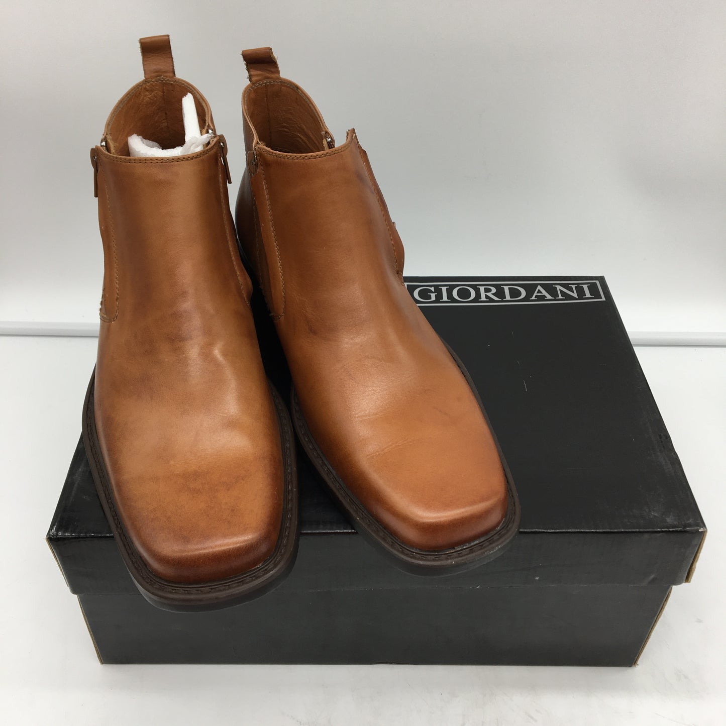 Giordani Patterson-M Mens Tan Leather Zipper Boots Size 44 NEW