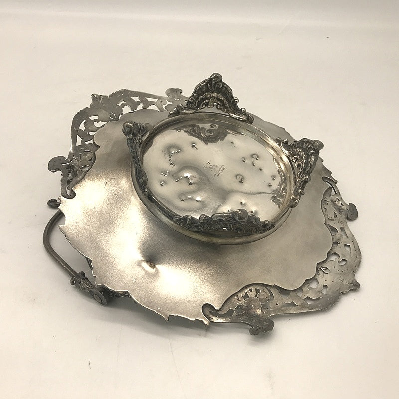 Silver Plated Fruit Basket/Bow with Handle VINTAGE