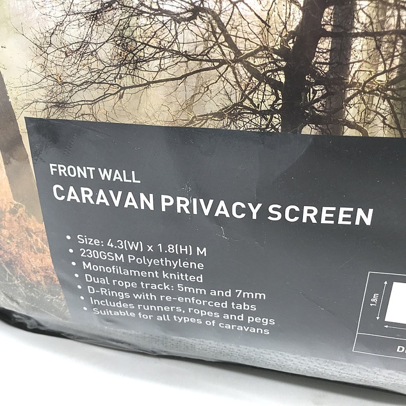 Adventuridge Grey Front Wall Caravan Privacy Screen 4.3x1.8cm NEW