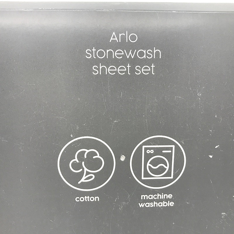 Target Arlo Stonewash Cotton Silver Grey Fitted Sheet Set QUEEN NEW