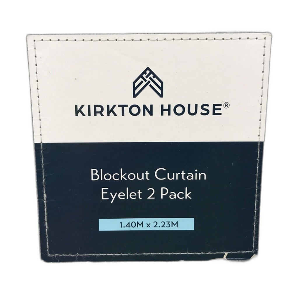 Kirkton House Blockout Grey Curtain Eyelet 2 Pack 1.40mx2.3m NEW